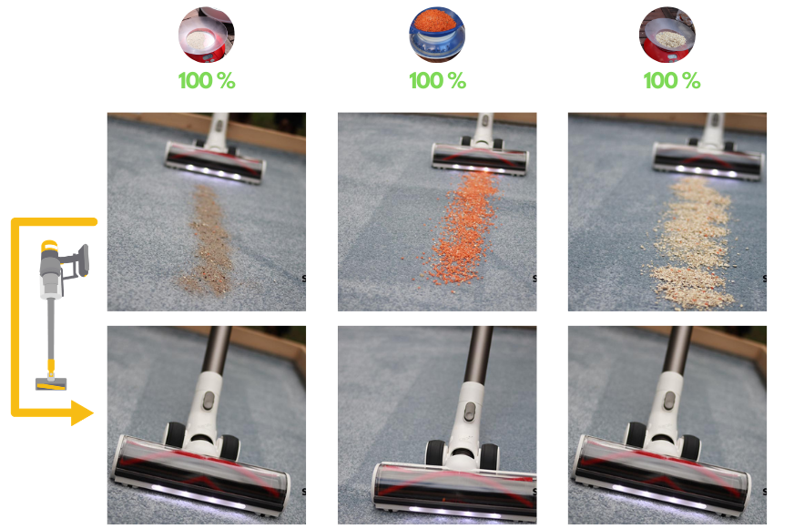 Le comparatif avant/après nettoyage sur un long tapis